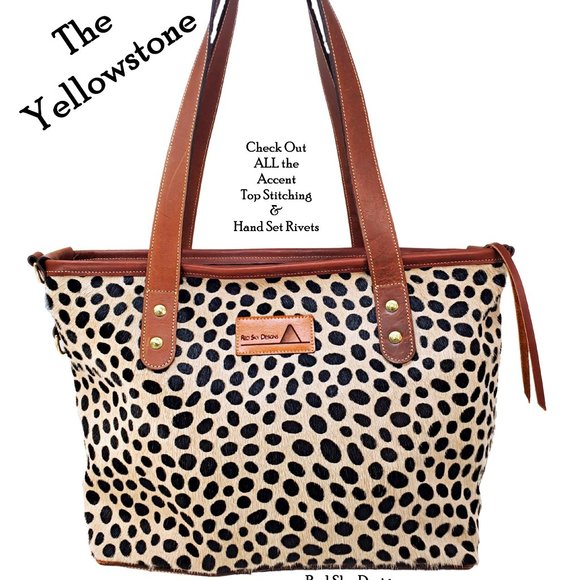 Hair On Cowhide Animal Print Cheetah/Leather Tote - Picture 5 of 12